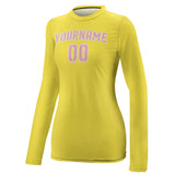 Custom Light Yellow Light Pink Women's Long-Sleeve Shirt