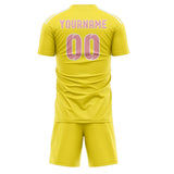 Custom Light Yellow Light Pink Soccer Jersey