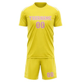 Custom Light Yellow Light Pink Soccer Jersey