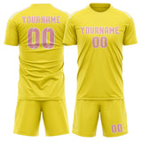 Custom Light Yellow Light Pink Soccer Jersey