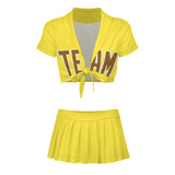 Custom Light Yellow Khaki Cheerleading Uniform Set