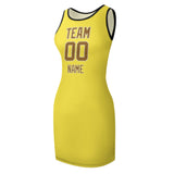 Custom Light Yellow Khaki Sleeveless Vest Dress