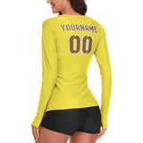Custom Light Yellow Khaki Women's Long-Sleeve Shirt