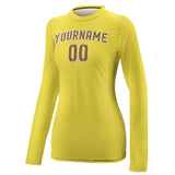 Custom Light Yellow Khaki Women's Long-Sleeve Shirt