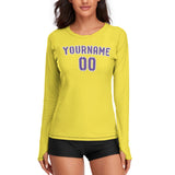 Custom Light Yellow Light Purple Women's Long-Sleeve Shirt