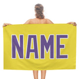 Custom Light Yellow Light Purple Beach Towel