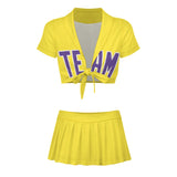 Custom Light Yellow Light Purple Cheerleading Uniform Set
