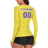 Custom Light Yellow Light Purple Women's Long-Sleeve Shirt