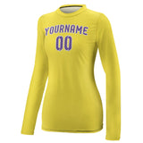 Custom Light Yellow Light Purple Women's Long-Sleeve Shirt