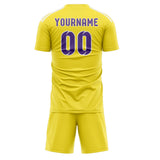Custom Light Yellow Light Purple Soccer Jersey