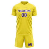 Custom Light Yellow Light Purple Soccer Jersey