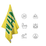 Custom Light Yellow Emerald Green Beach Towel