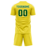 Custom Light Yellow Emerald Green Soccer Jersey