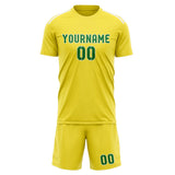Custom Light Yellow Emerald Green Soccer Jersey