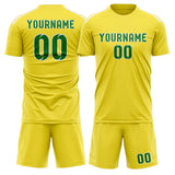 Custom Light Yellow Emerald Green Soccer Jersey