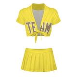 Custom Light Yellow Light Khaki Cheerleading Uniform Set