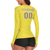 Custom Light Yellow Light Khaki Women's Long-Sleeve Shirt