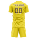 Custom Light Yellow Light Khaki Soccer Jersey