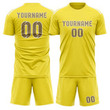 Custom Light Yellow Light Khaki Soccer Jersey