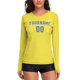 Custom Light Yellow Blue Green Women's Long-Sleeve Shirt