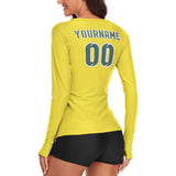 Custom Light Yellow Blue Green Women's Long-Sleeve Shirt