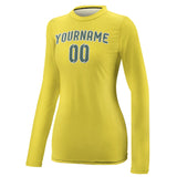 Custom Light Yellow Blue Green Women's Long-Sleeve Shirt