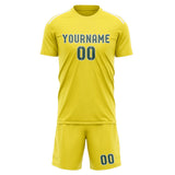 Custom Light Yellow Blue Green Soccer Jersey