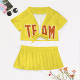 Custom Light Yellow Orange Cheerleading Uniform Set