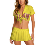 Custom Light Yellow Copper Rose Cheerleading Uniform Set