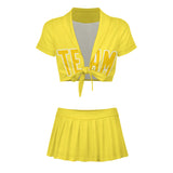Custom Light Yellow Gold Cheerleading Uniform Set