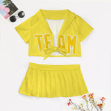 Custom Light Yellow Gold Cheerleading Uniform Set