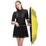 Custom Light Yellow Dark Grey Automatic Umbrella