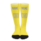 Custom Light Yellow Gray Knee-High Sock