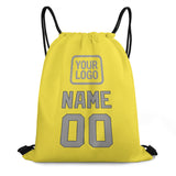 Custom Light Yellow Gray Drawstring Bag