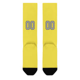 Custom Light Yellow Gray Knee-High Sock