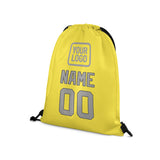 Custom Light Yellow Gray Drawstring Bag