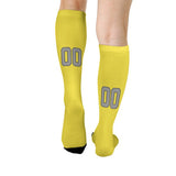 Custom Light Yellow Gray Knee-High Sock