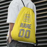 Custom Light Yellow Gray Drawstring Bag