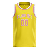 Custom Light Yellow & Light Pink Colors Design Sports Basketball Jersey