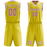 Custom Light Yellow Light Pink Basketball Set