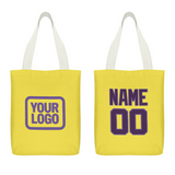 Custom Light Yellow Purple Canvas Tote Bag