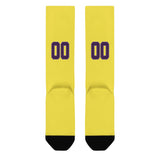 Custom Light Yellow Purple Knee-High Sock