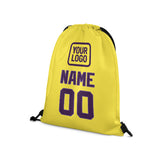 Custom Light Yellow Purple Drawstring Bag