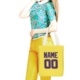 Custom Light Yellow Purple Canvas Tote Bag