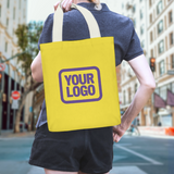 Custom Light Yellow Purple Canvas Tote Bag