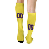 Custom Light Yellow Purple Knee-High Sock