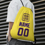 Custom Light Yellow Purple Drawstring Bag