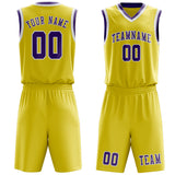 Custom Light Yellow Light Purple Basketball Set