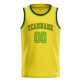Custom Light Yellow & Emerald Green Colors Design Sports Basketball Jersey