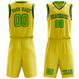 Custom Light Yellow Emerald Green Basketball Set